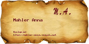 Mahler Anna névjegykártya