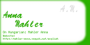 anna mahler business card
